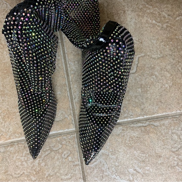Thigh high sheer boots with rhinestones - Picture 4 of 5